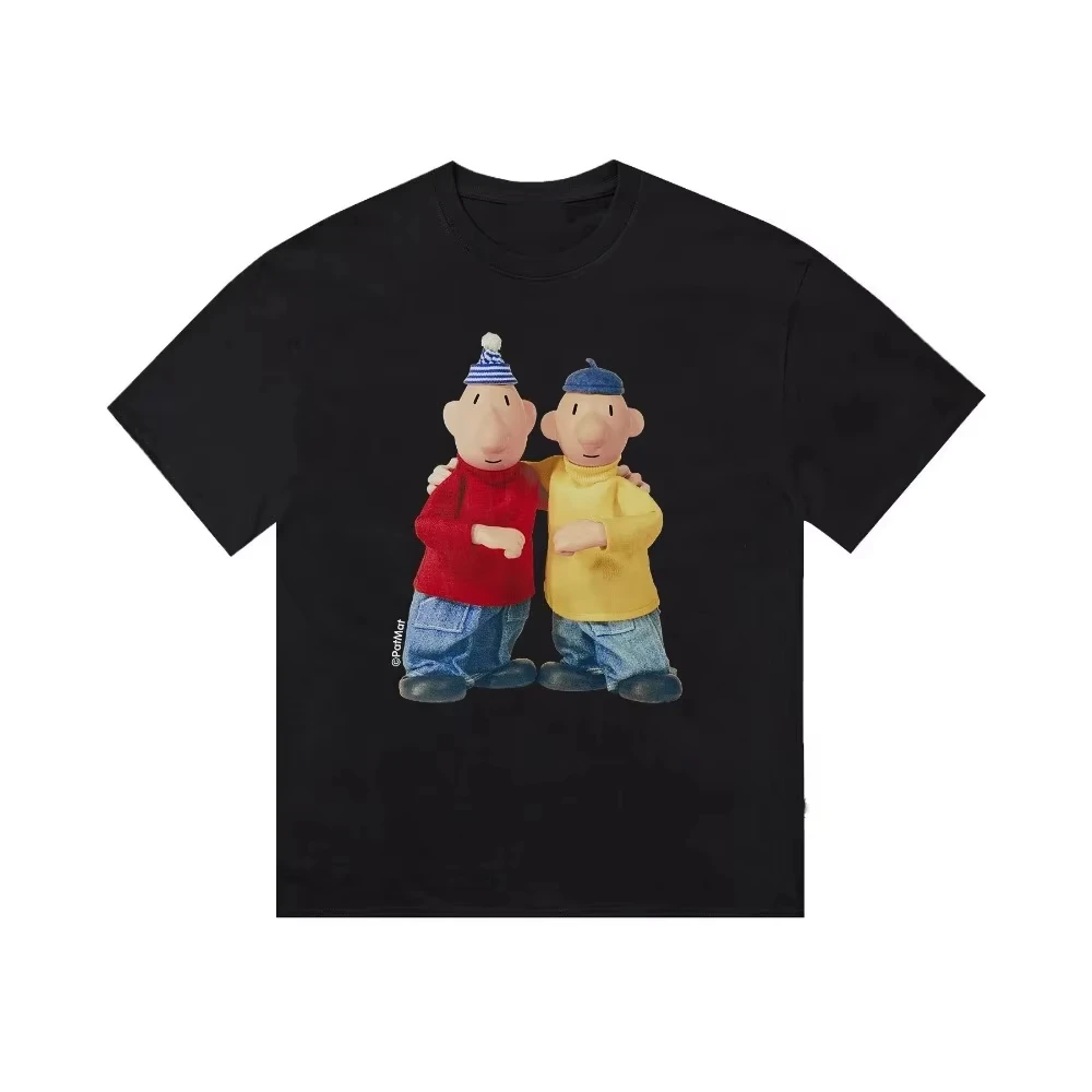 Pat & Mat Manga Graphic T-shirt Vintage Washed Retro Anime Unisex Oversized Crew Neck Cotton Short Sleeve Tee Tops Hot Sale