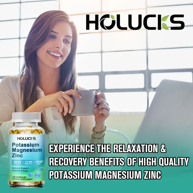 Potassium Magnesium Zinc Supplement, Support Vascular, Bone, Heart, Muscle & Nerve Health, Non-GMO, Vegan Capsules