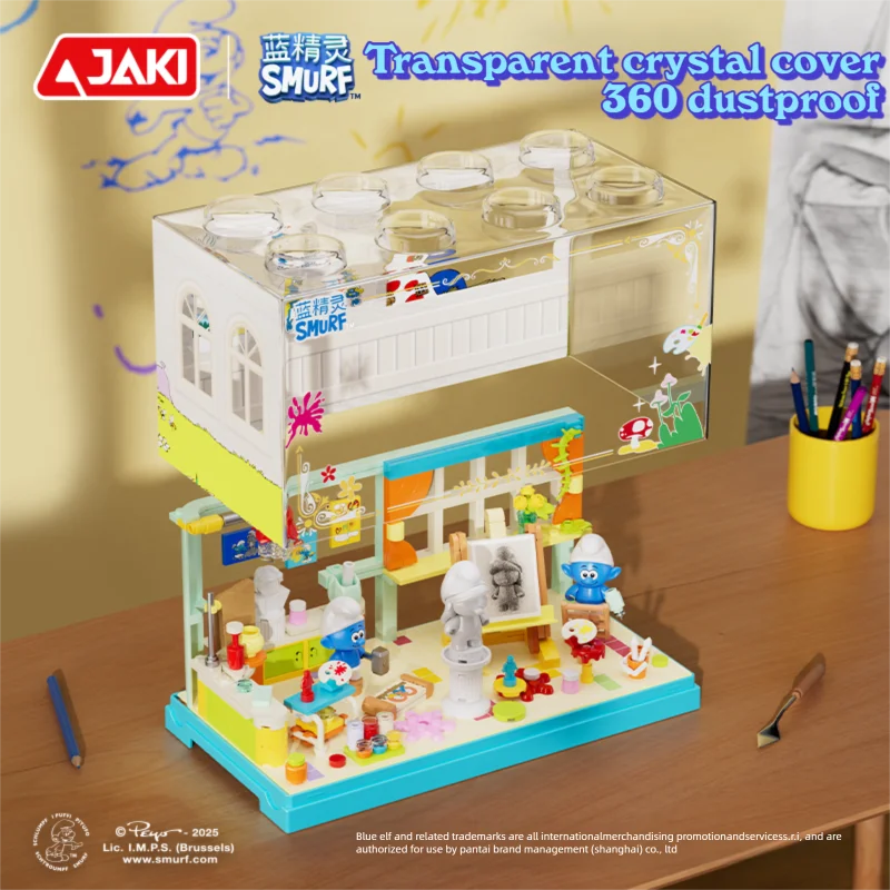 Smurfs ماجيك هاوس اللوحة غرفة نموذج اللبنات الكرتون المشهد نموذج الطوب مع غطاء غبار الاطفال DIY بها بنفسك اللعب هدايا العيد #3