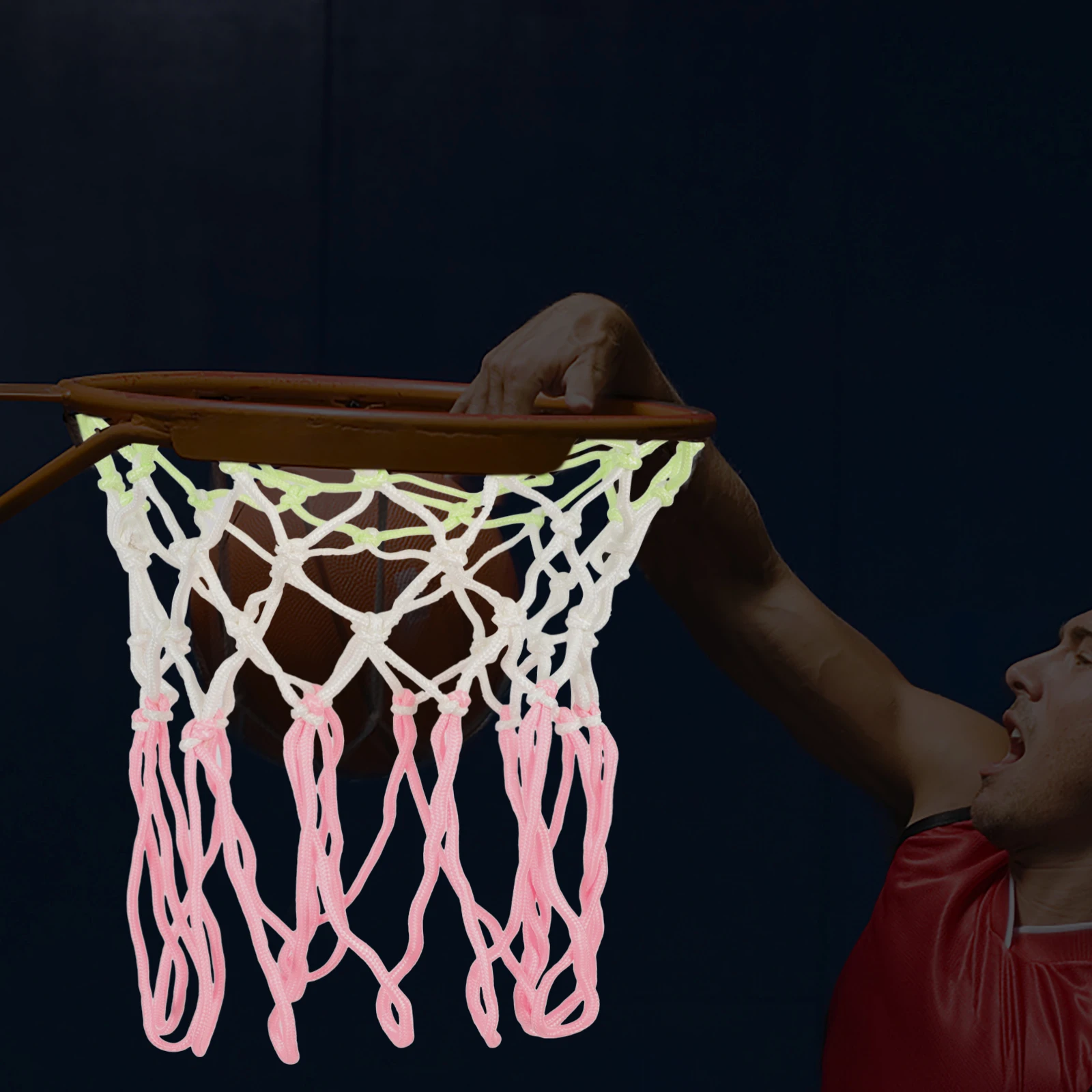 어둠 속에서 빛나는 농구 네트 표준 크기 두꺼운 소재 내후성 야외 스포츠 장비 네트