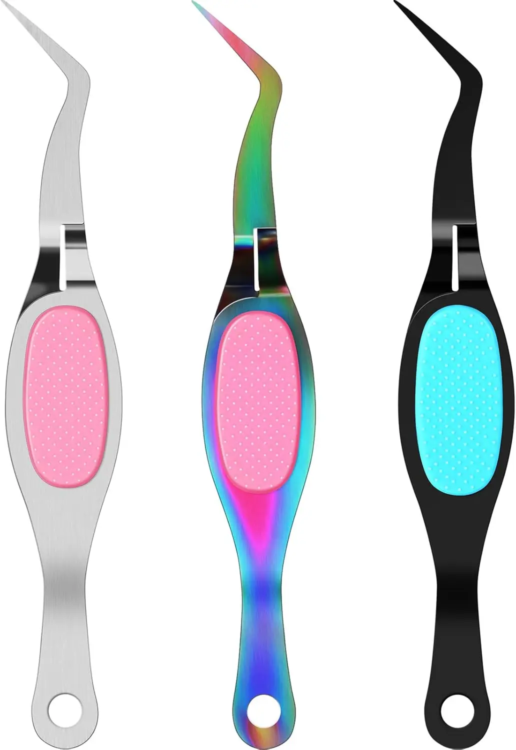 

3 Pcs Reverse Tweezers Set - Curved, Bent, Straight Fine Tip for Precision Craft, Jewelry, Beading, Electronic, Lab Work