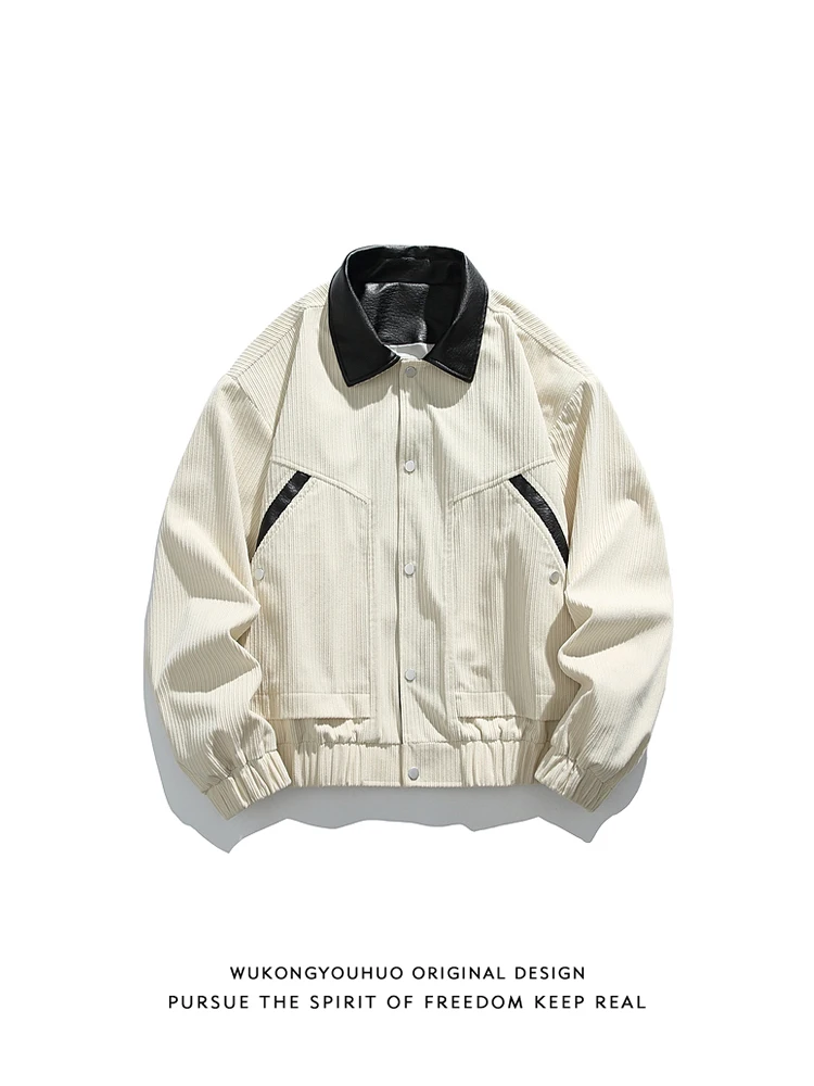 

Retro Japanese Sle Corduroy Jaet Men's Loose Casual Faion Outerwear Autumn Season Versatile Comfortable Fit Youth Trend