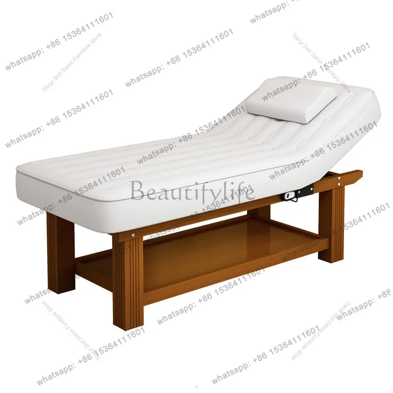Factory Direct Sales Modern Electric Lifting Massage Bed Nordic Solid Wood Constant Temperature Heating Physiotherapy Salon Furn