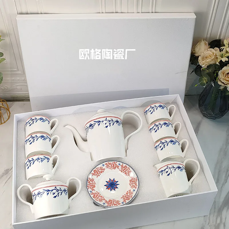 

European High-end Bone China Household Banquet Afternoon Tea Tea Set Milk Jar Sugar Jar Coffee Cup Exquisite Bone China Gift