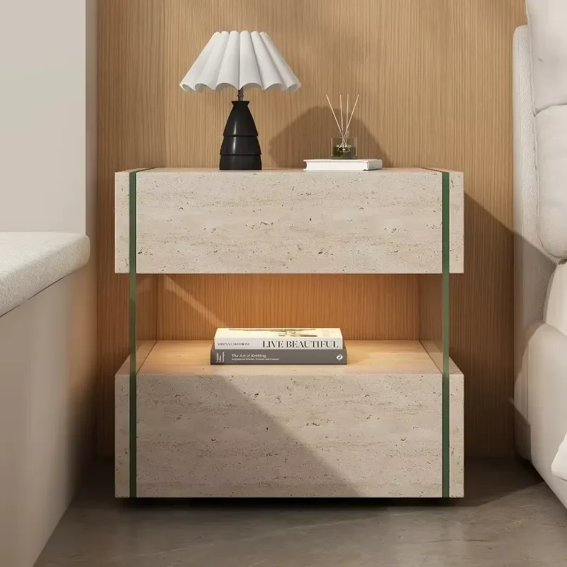 Modern Minimalist Medieval Style Bedside Table Suspended for Italian High-end Glass Bedroom Storage Cabinet Nightstand Side