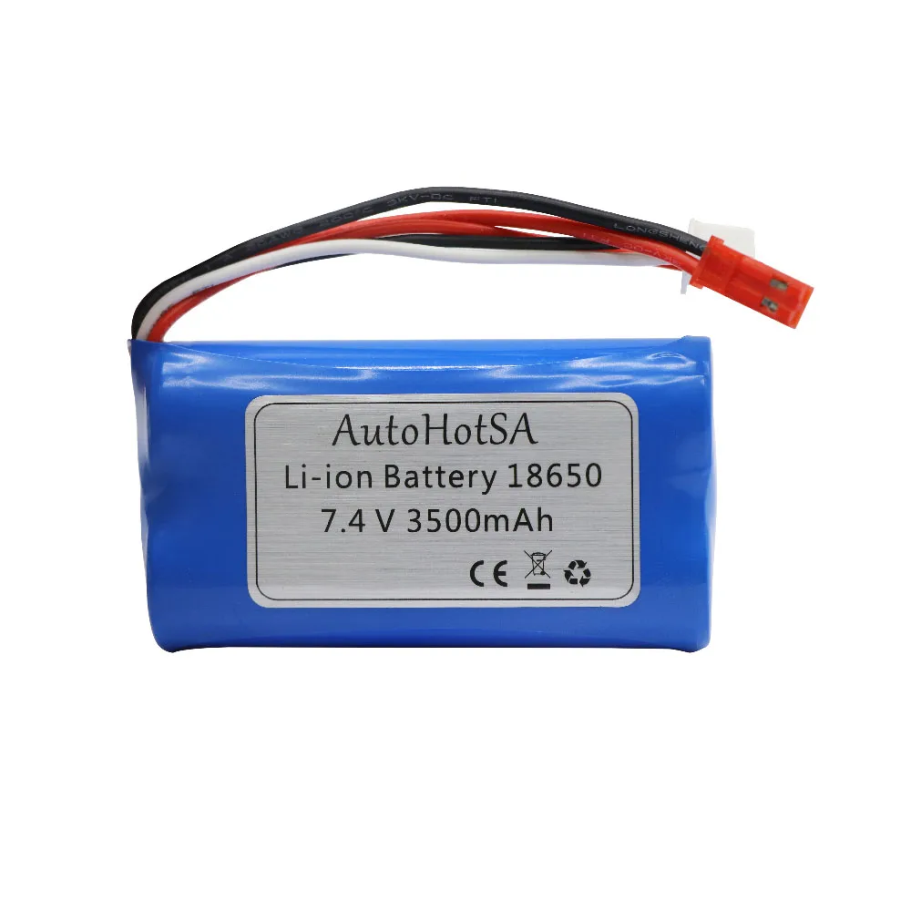 7.4V 3500mah o dużej pojemności akumulator litowo-jonowy 18650 2S T wtyczka dla Q46 Wltoys 10428 /12428/12423 RC akcesoria samochodowe 7.4V JST