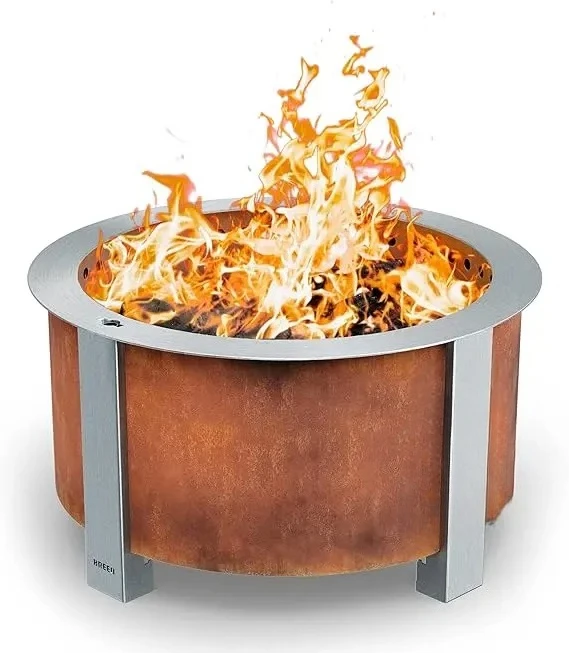 Smokeless FIrePit (X Series 24, Corten Steel) | 27.5 inch Smokeless Fire Pit for Outside | 62 Pounds | Ideal for Families Compa
