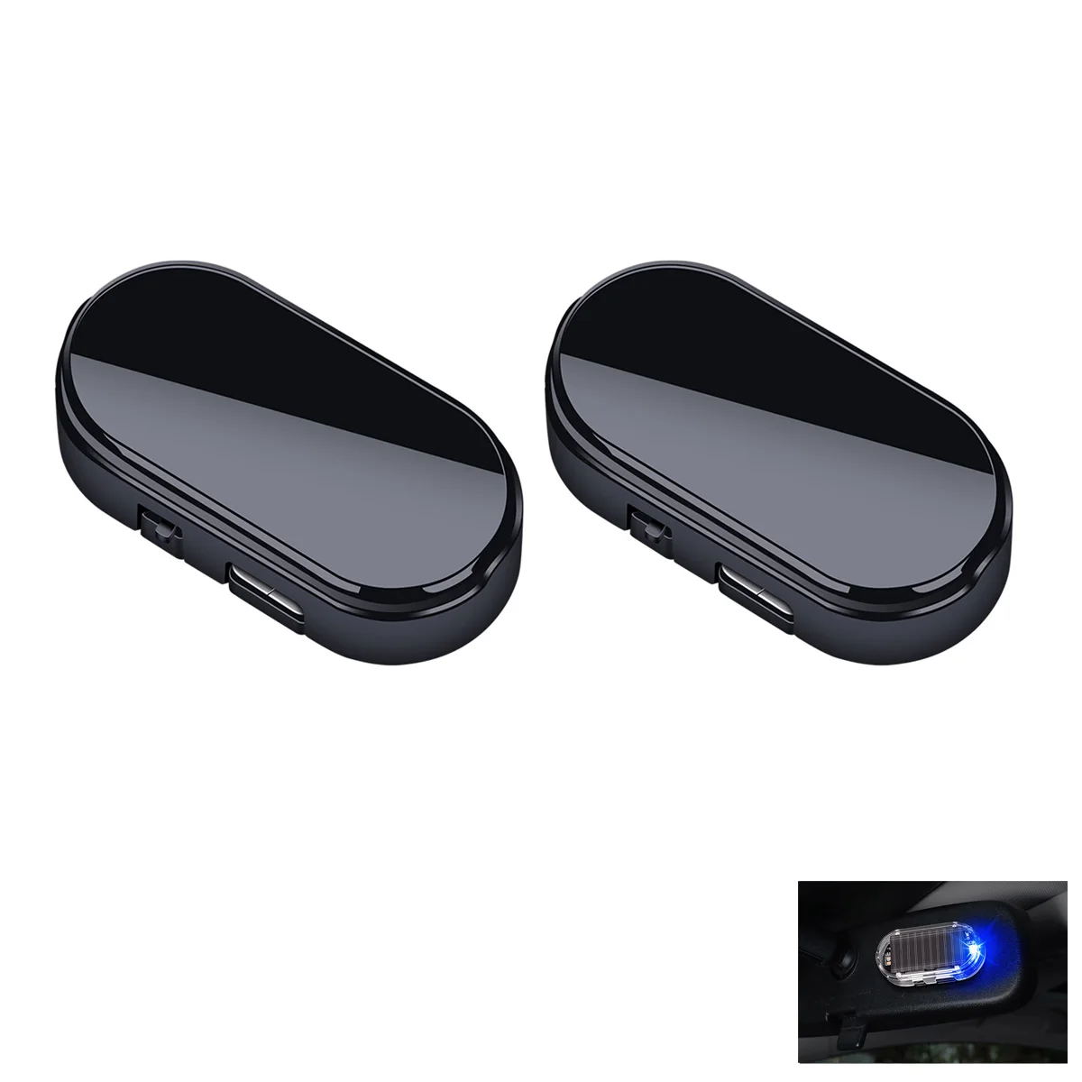 2PCS Solar Powered Auto Gefälschte Sicherheit Licht Blau/Rot Simulierte Drahtlose Warnleuchten Anti-Diebstahl Alarm Blinkende signal Lampe
