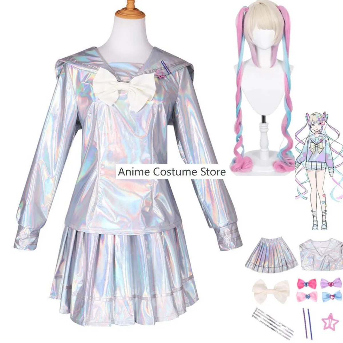 Anime Game Behoeftig Meisje Overdosis Kangel Cosplay Kostuum Pruik Juniform Rok Vrouw Sexy Kawaii Carnaval Party Matrozenpak