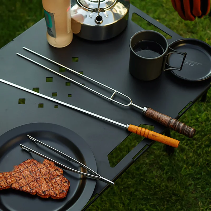 10pcs Stainless Steel U-Shaped Barbecue Brazing Fork Needle Grilling Skewers Double Prong BBQ Tools BBQgrill Outdoor