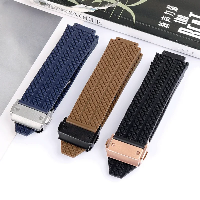 High Quality Waterproof Convex Interface Watch Strap For Hublot Yubo Big Bang Classic Fusion 24x17mm 26x19mm  Accessories