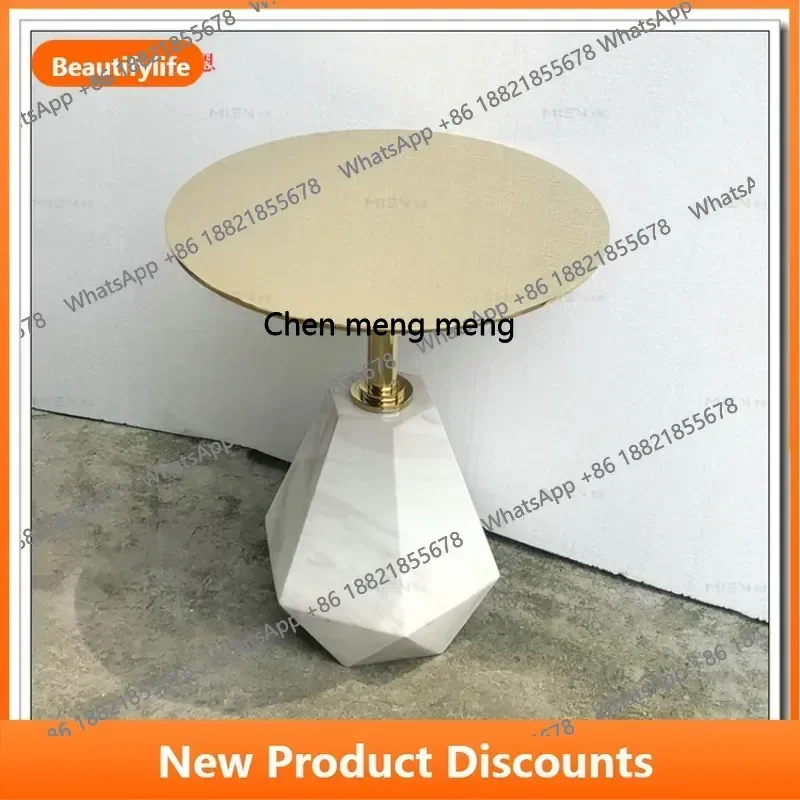 D178 d06 High-End Stainless Steel Coffee Table Diamond-Shaped Base Polygonal Small Side Table