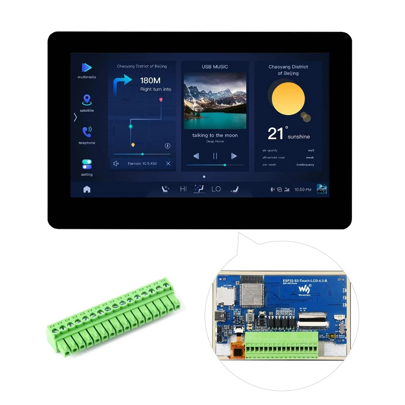 Waveshare ESP32-S3 4.3 بوصة IPS شاشة تعمل باللمس شاشة الكريستال السائل مجلس التنمية نوع B 800 × 480 HMI LVGL GUI تطوير لاردوينو IDE