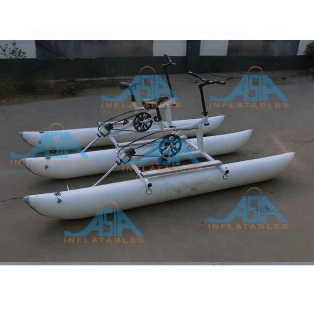 Pedal air logam paduan mengambang 2 orang, sepeda air ponton PVC sepeda Aqua tiup