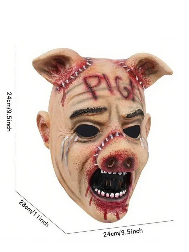 Máscara de cerdo aterradora, máscara de látex para Halloween, disfraz de mascota, accesorios de Cosplay, cabeza de cerdo sangrienta, máscara espeluznante para adultos de carnicero