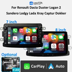 HU-Radio con GPS para coche, Radio con Android, CarPlay inalámbrico, para Renault Dacia, Duster, Logan 2, Sandero, Lodgy, Lada, Xray, Captur, Dokker
