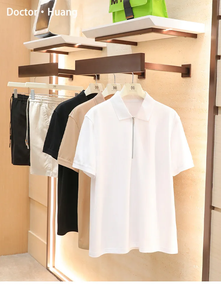 2026 summer new men's outdoor high-end copper ammonia silk mulberry silk blended cool short-sleeved POLO shirt