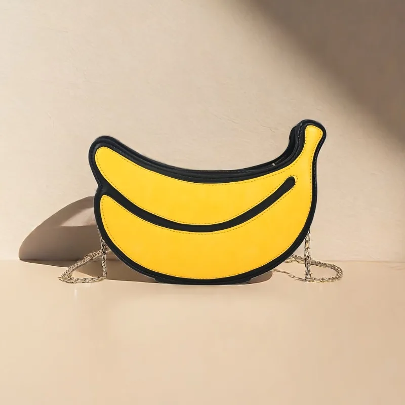 Novelty Fruit Shape PU Leather Bag Women Chain Crossbody Shoulder Purse Watermelon Orange Banana Mobile Phone Pouch