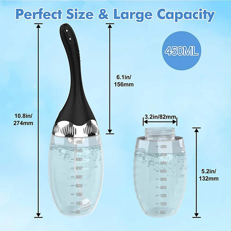 Electric Automatic Bidet Enema Bulb with 3 Speeds Silicone Enema Anal Douche Cleaner for Men Women Colon Cleansing Bathroom