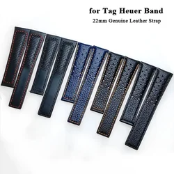 22mm Genuine Leather Strap for TAG HEUER Strap Sport Watch Band Men Wrist Band Accessories Folding Steel Buckle Bracelet