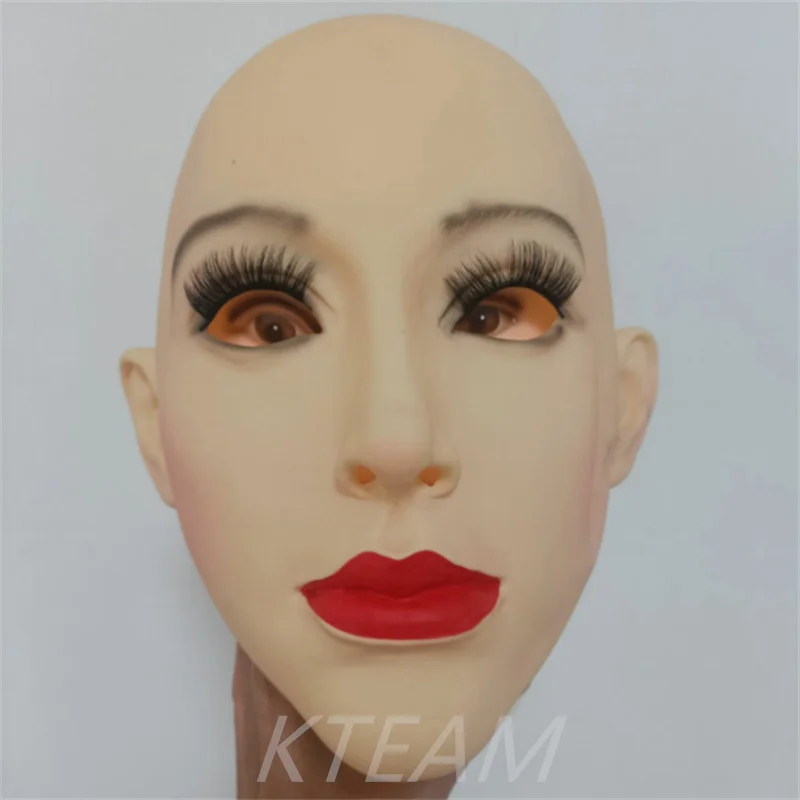 2022 New Realistic Female Mask For Halloween Human Female Masquer Dress Head Face Hood Sexy Girl Crossdress Costume Cosplay