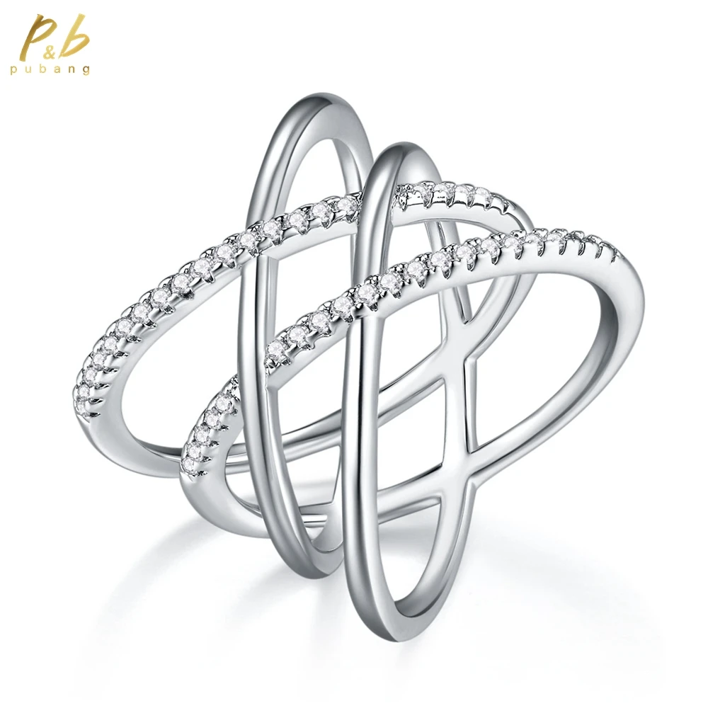 

PuBang ювелирные изделия, однотонное серебро 925 пробы GRA, сверкающие настоящие муассанитовые бриллианты, драгоценный камень, модные кольца, подарки на годовщину