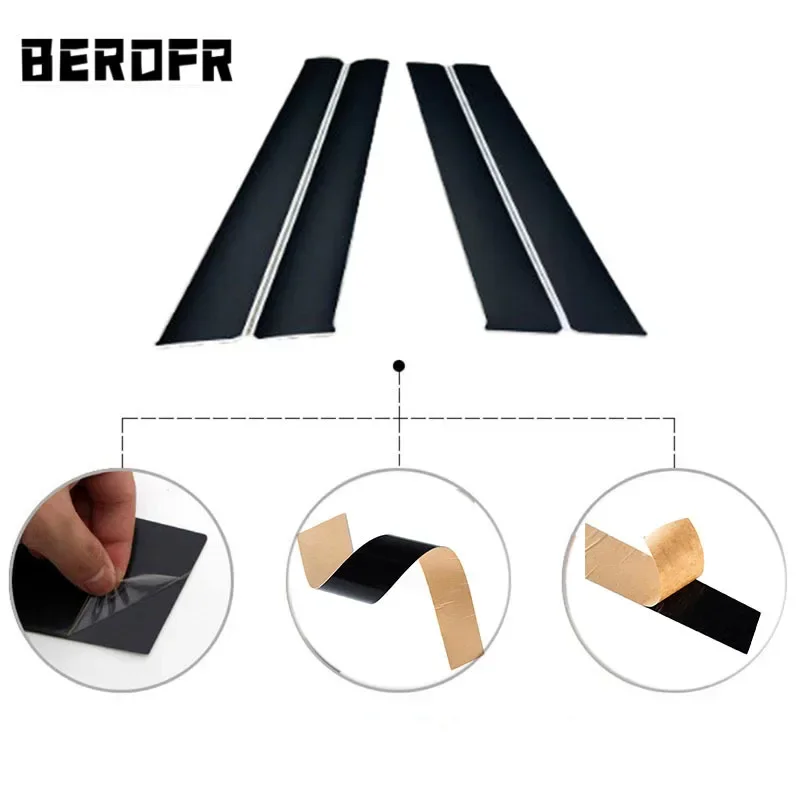 4Pcs/Set Carbon Fiber Black Pillar Post Cover For Peugeot 307 Hatchback/Sedan 2004-2013 Door Trim Window Molding Car Stickers