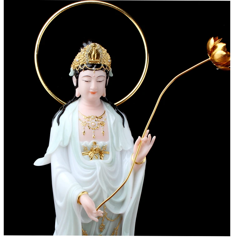48CM large Buddhism figure jade Goddess Mahasthamaprapta Guanyin GOD buddha Asia HOME protection Prosperity FENG SHUI statue