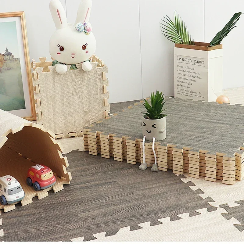 Baby room carpet, Baby Kid Playmat Wood Grain Foam Splicing Mattress Anti-Slip Puzzle Floor Rugs Waterproof Carpet Tiles