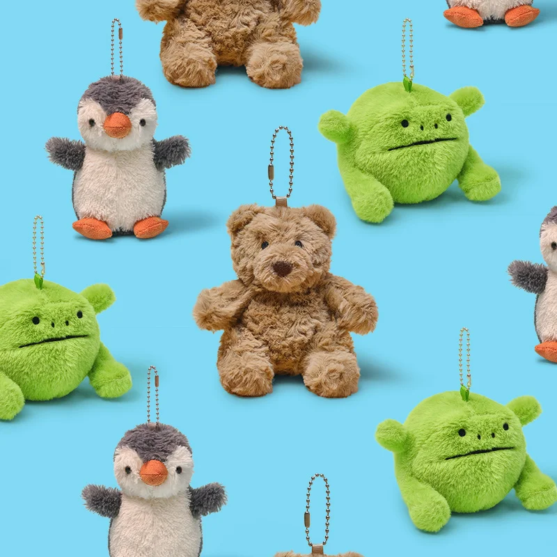 11cm Kawaii wysokiej jakości pingwin miś pluszowa zabawka wypchane zwierzę żaba lalka plecak klucz wisiorek prezent urodzinowy