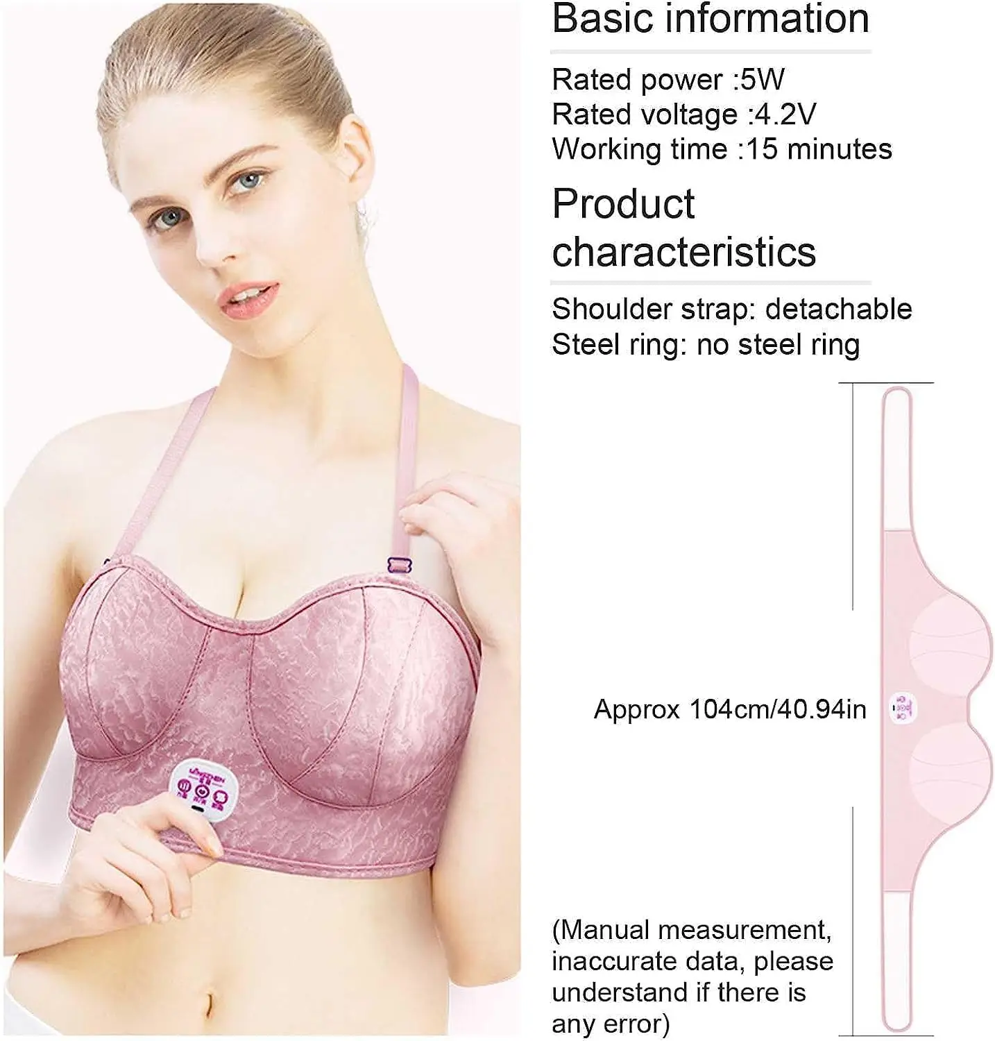 Breast Massager,Electric Breast Heating Chest Enlargement  Enhancer Bra Breast Machine with Heating 5 Modes 3 Levels Adjustment