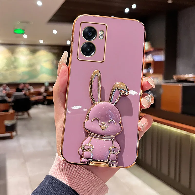 3D Rabbit Astronaut Phone Case For OPPO A16 A54S A17 A36 A53 A57 A77 A76 For OPPO A74 5G A52 A15 A54 A55 A96 Bracket Phone Cover