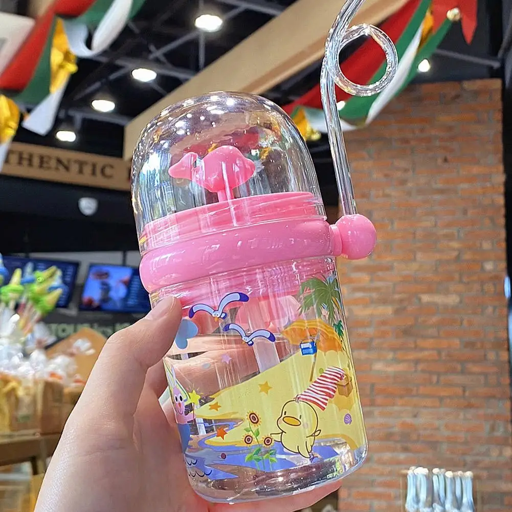 250ml Kids Funny Whale Water Spray Drinking Cup Cartoon Feeding Bottles With Straws Portable Children Cups Drinkware Cup Water