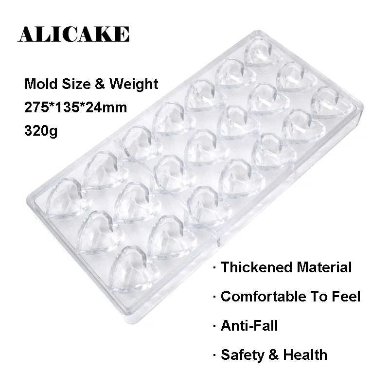 1Pc Diamond Heart Chocolate Mold (Polycarbonate) - Holiday Candy Tools for Mother's Day Valentine's Day Baking Confectionery Ute - view 4