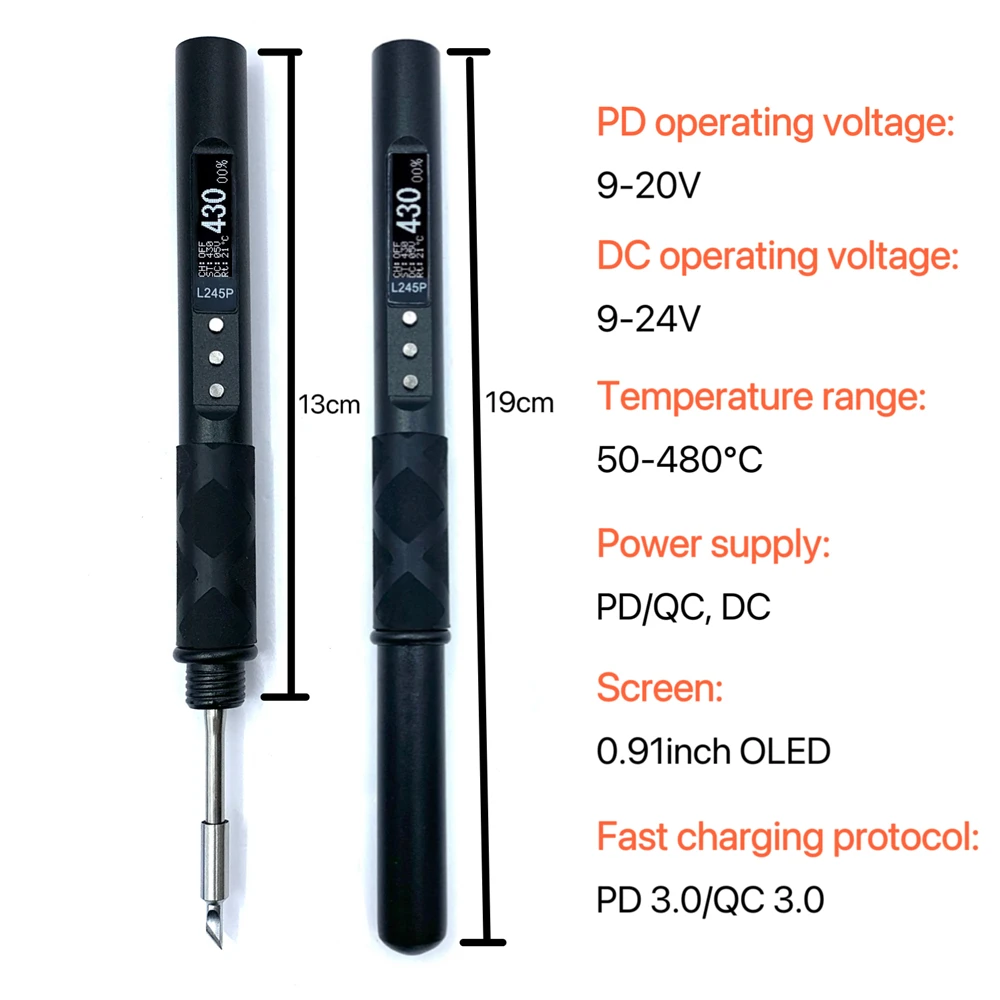 L245P PD 65W DC 90W Soldering Pen Portable Electric Soldering Iron Aluminum Alloy CNC Shell Compatible for JBC245 L245