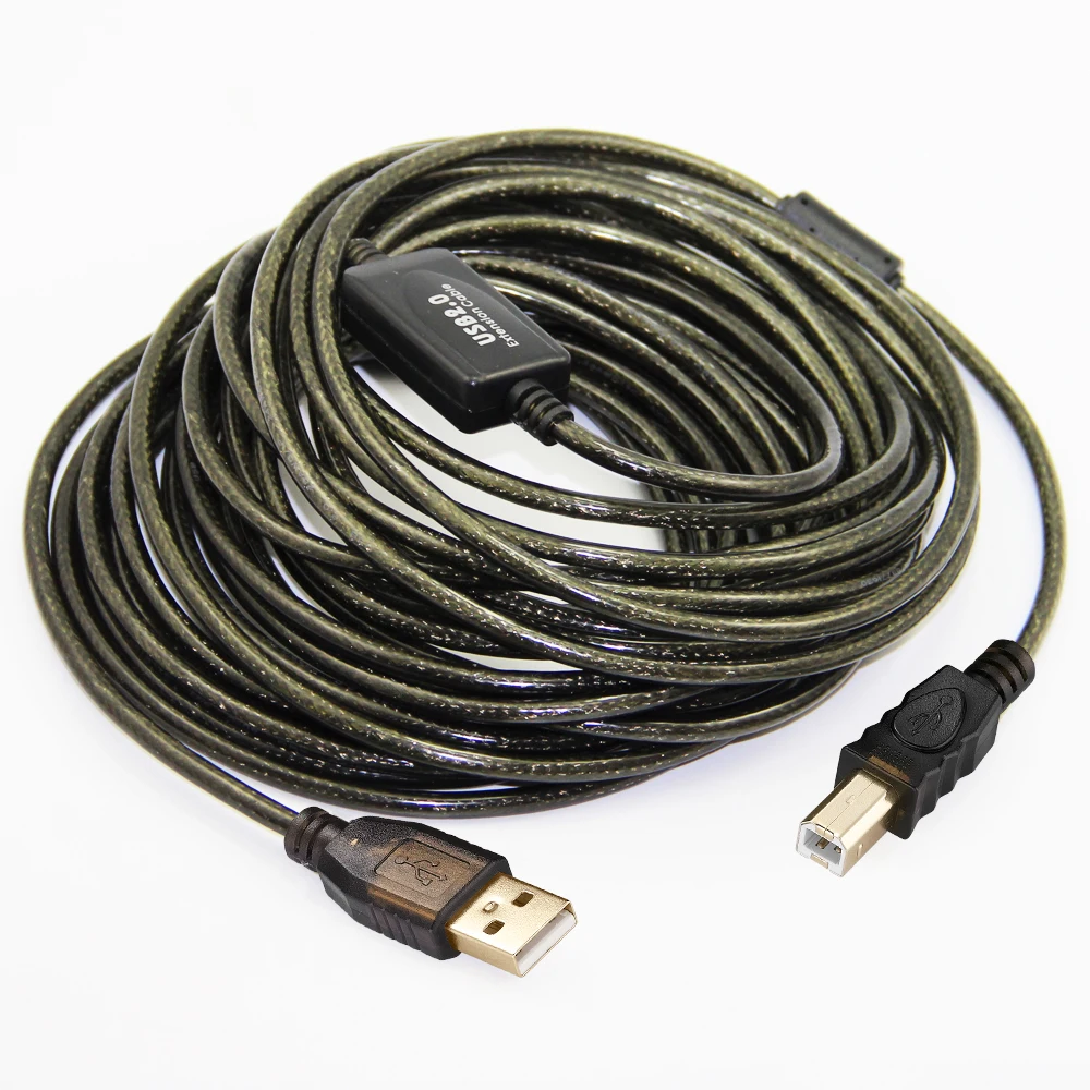 Bochara Gold Plated USB 2.0 Printer Cable Type A Male to Type B Buit-in IC Chipset Dual Shielding(Foil+Braided) 10m 20m 30m