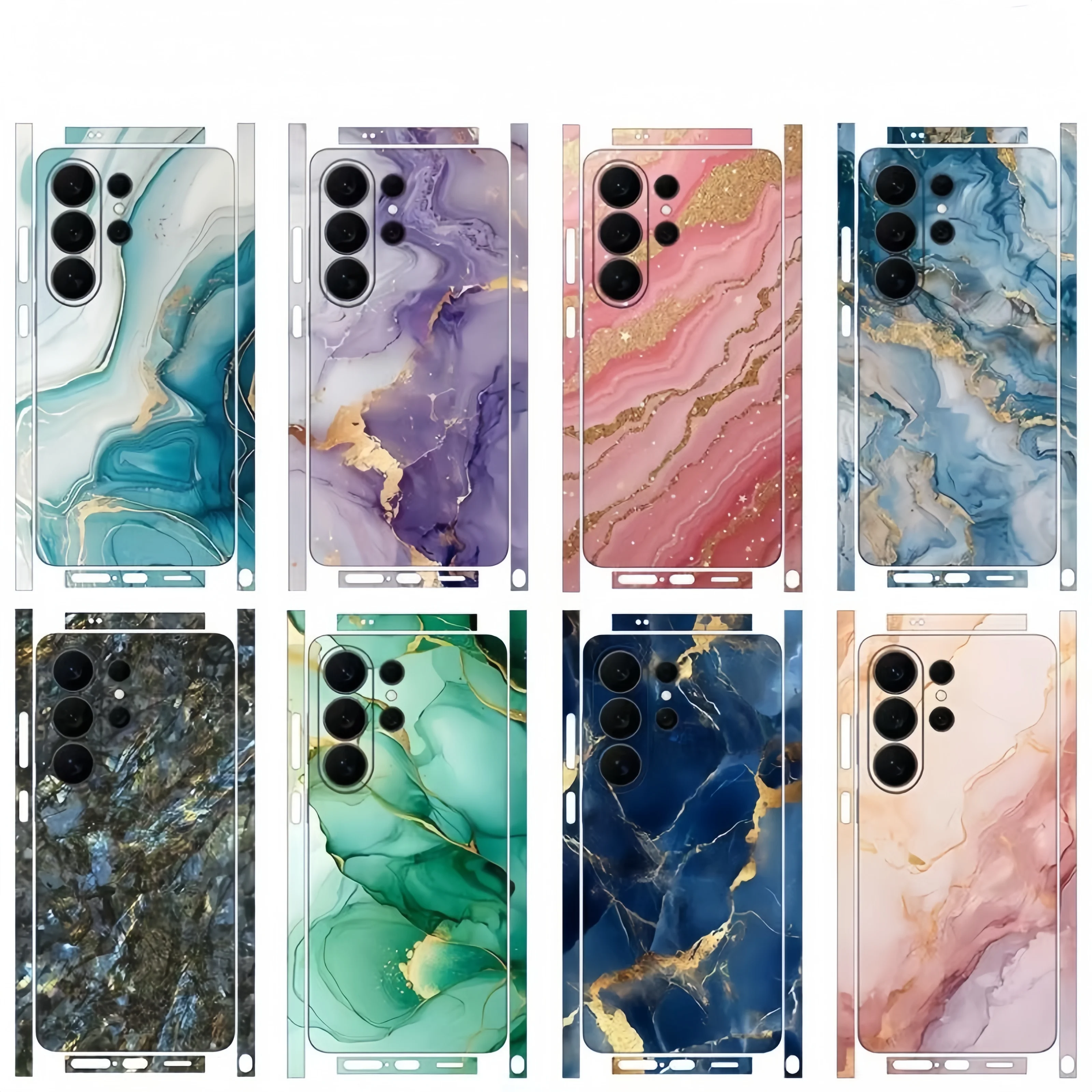 XRT Marble Sticker Skin for Samsung S24 Ultra S26 S25 Phone Skin Wrap Back Film for Frame Camera Protective Decal