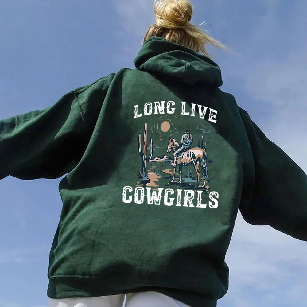 Long live Cowboy Girl Hoodie Western Desert Hoodie Sportswear Cactus Scene Cowboy Country Life Hoodie Country Girl Fashion Hoodi