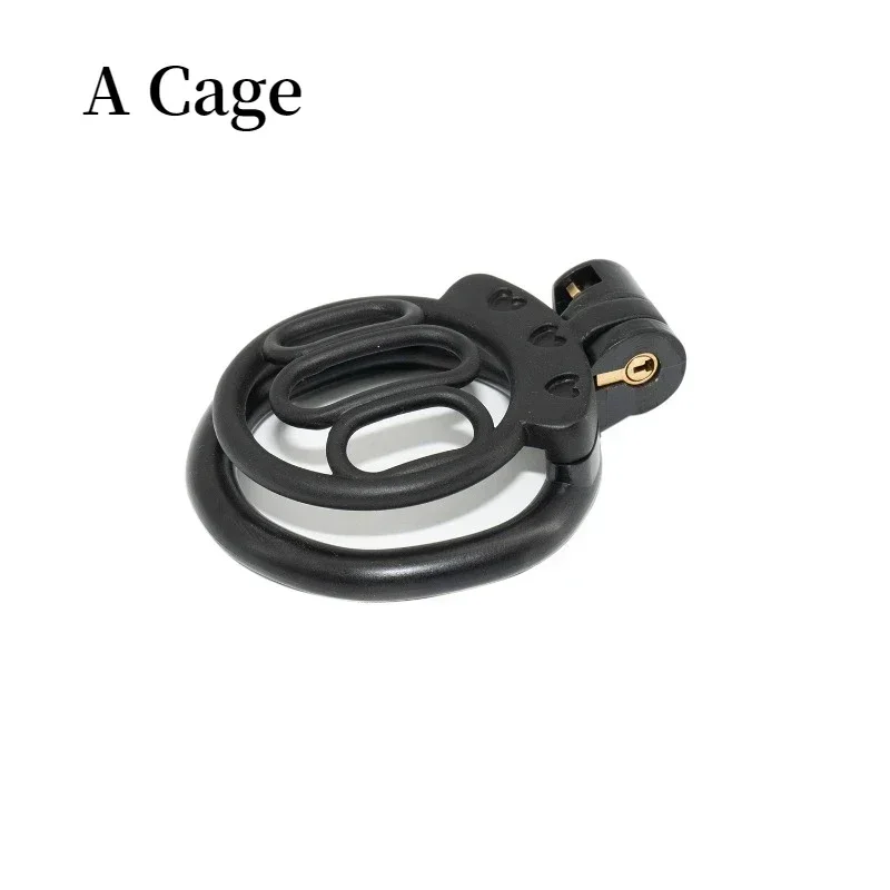 New 3D Miniature Chastity Lock Abstinence Cock Cage Sissy Male with 4 Size Rings Penis Lock Penis Ring Adult Erotic Sex Toys 18+