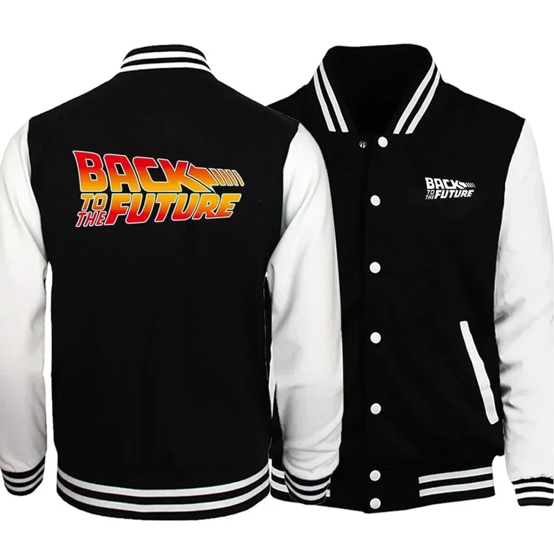 Women Men Hoodie Baseball Uniform Movies Back To The Future Jacket Coat Sweatshirts Trend Couple Print Cardigan Clothes Tops