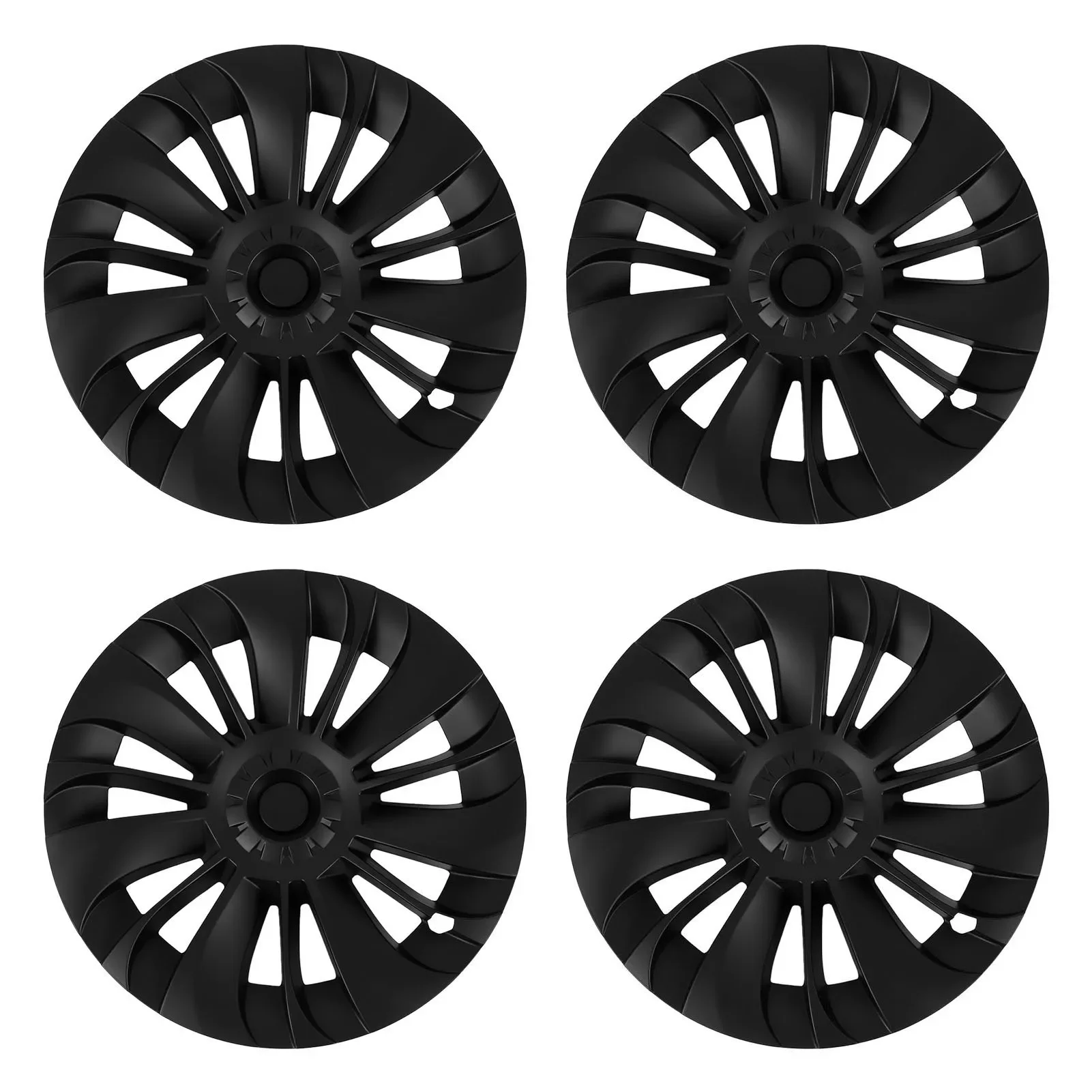 4pcs 19 Inch Hubcap Asymmetrical Design Wheel Hub Cap Replacement for Tesla Model Y 2020 to 2023 Matte Black