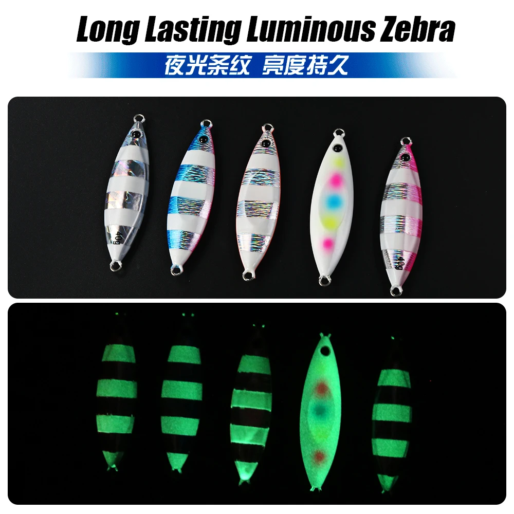 AOCLU Japan Quality Slow Metal Jig 5g 15g 40g 80g 120g Hard Bait Sinking Stick Fishing Lures Reflective Hologram Luminous UV