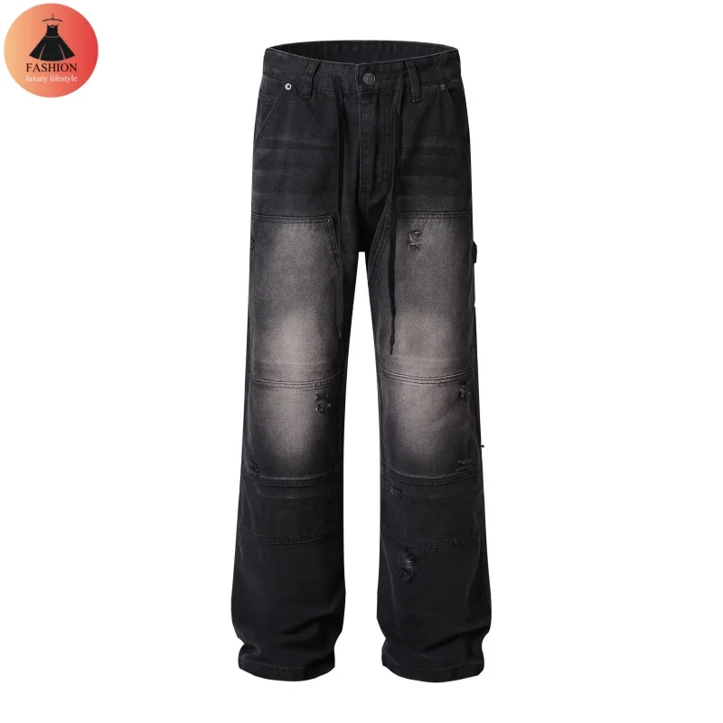 Autumn/Winter Heavy Industrial Parisian Style Shiromi Jeans Best Quality Men's/Women's Fashion Retro Wide-legged Pants