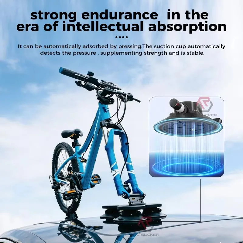 6inch Vacuum Suction Cup Bike Carrier 300lbs Load Roof Top Rack Portable Bicycle Transport Mount for SUV Sedan