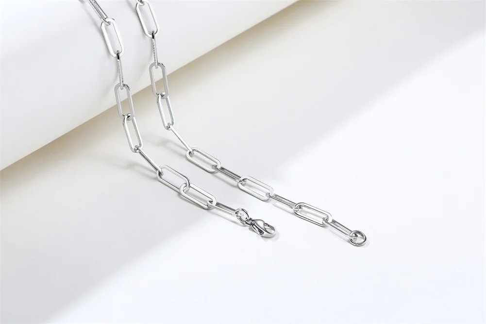 HERREN ALTA CAPTURE CHARM HALSKETTE EDELSTAHL RECHTECK PAPIERCLIP LINK LIGHT MACHINE CHAIN CHOKER HERREN SCHMUCK 20 ZOLL – Detail 4