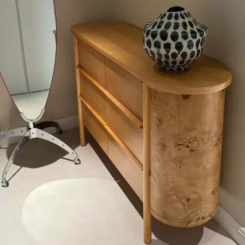 Medieval rounded corner six-bucket cabinet, wabi-sabi retro wooden storage cabinet, storage cabinetTJ
