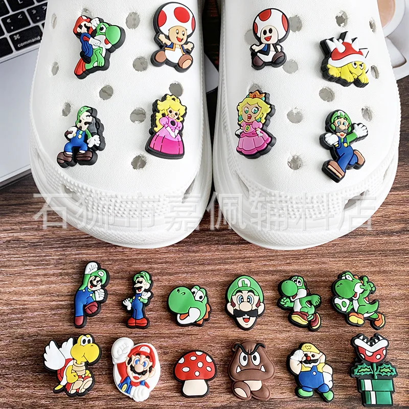 

Super Mario Bros Pvc Shoe Buckle Kawaii Game Anime Character Yoshi Luigi Question Cube Diy Accessories Shoe Upper Decoration