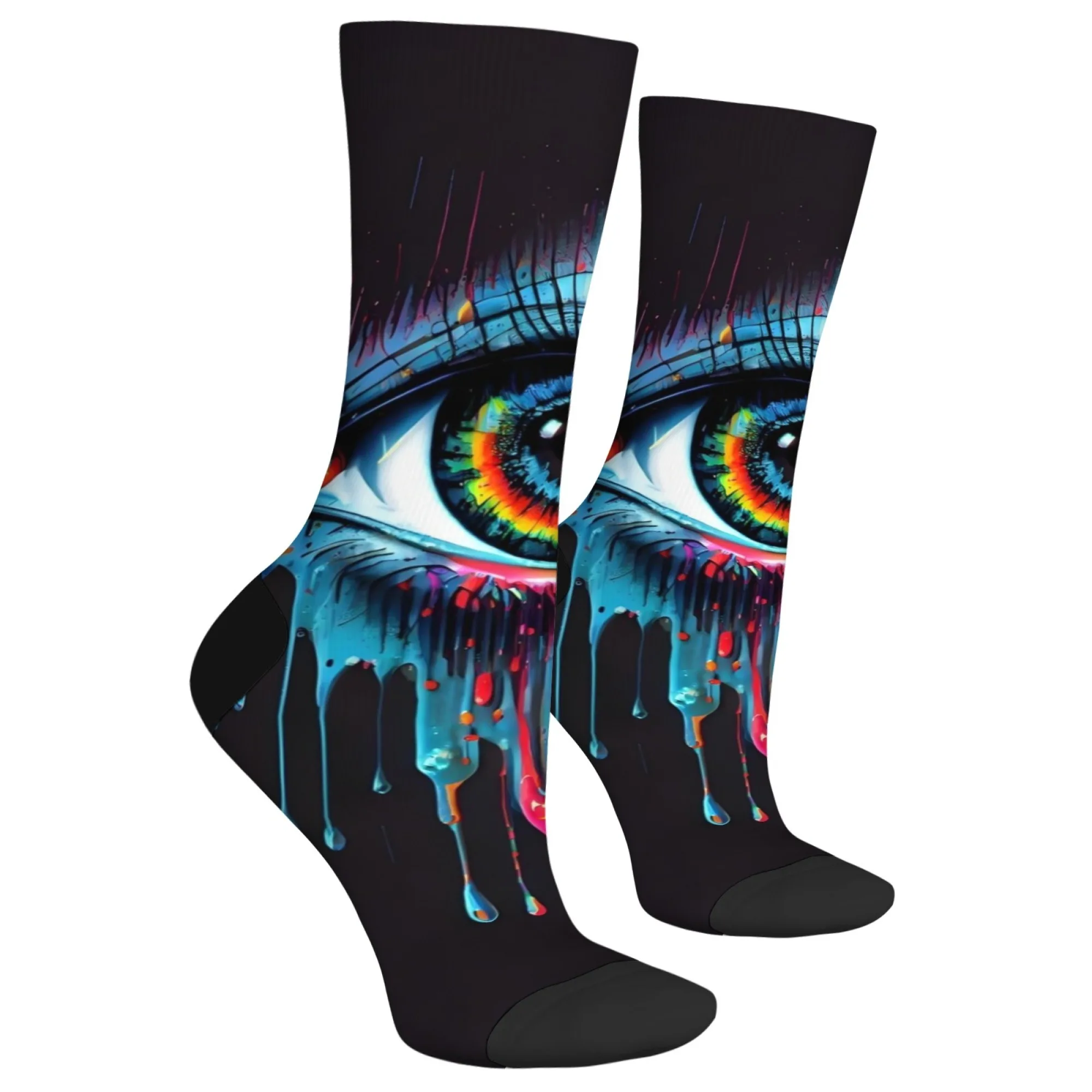 Bunte Augen Graffiti Neuheit Socken Lässige Mode Herren Socken Harajuku Retro Stil Glücklich Lustig Kompression Socken Party Geschenk