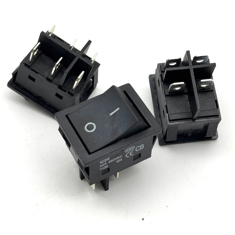 1PCS 40A 250V AC High Current ON/OFF Special for Eelding Machine KCD4 Sterling Silver Point Rocker Power Button Switches Black