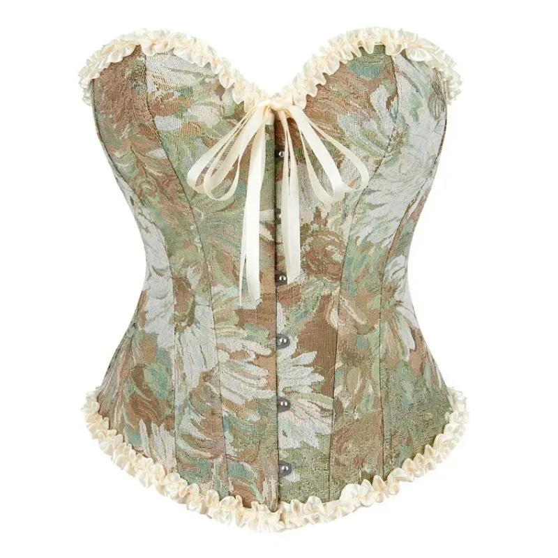 

Женский корсет-бюстье, сексуальный топ на шнуровке с цветочным принтом, винтажный корсет в викторианском стиле, большие размеры